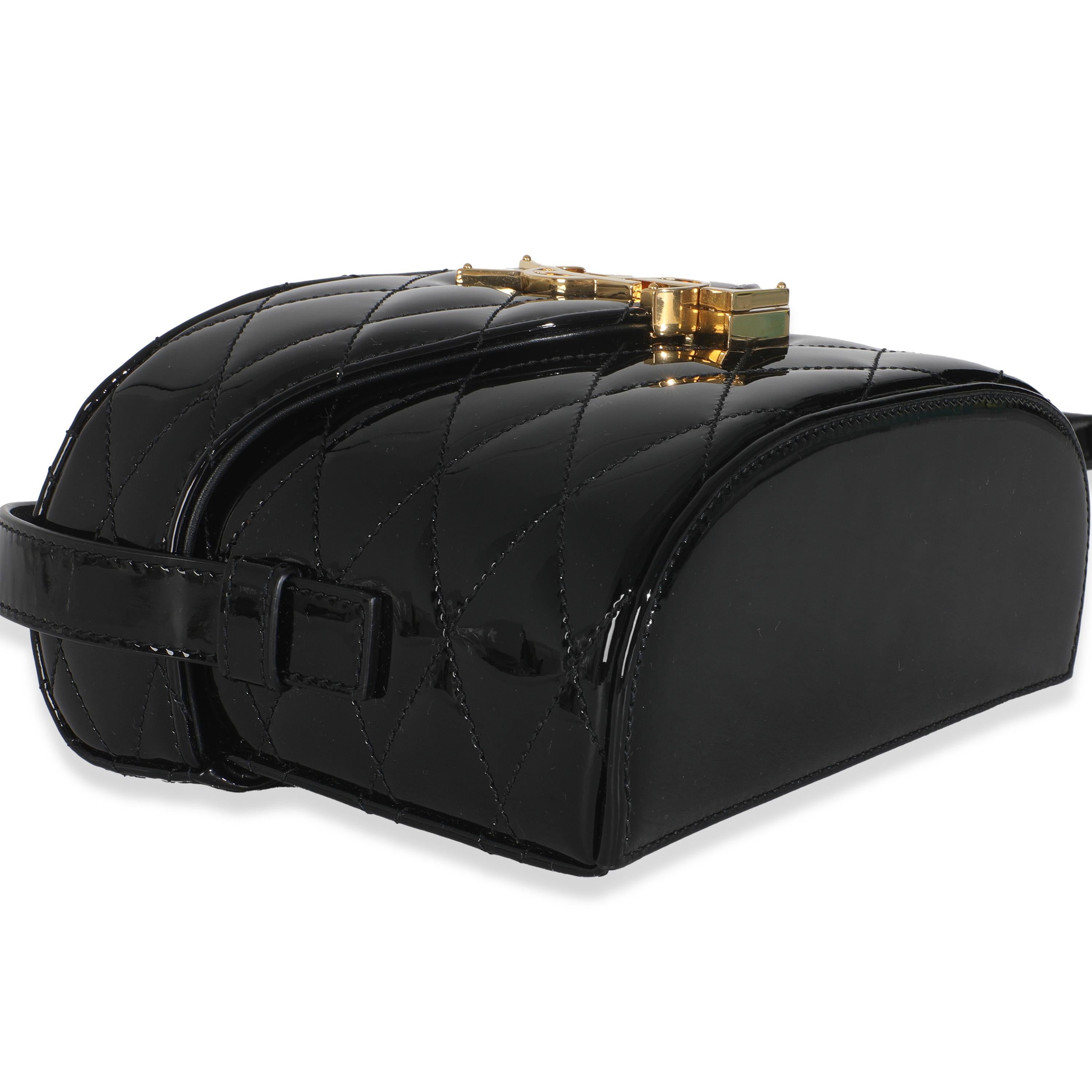 Saint Laurent Bolso Caja June Monograma Matelase Charol Negro en venta 1