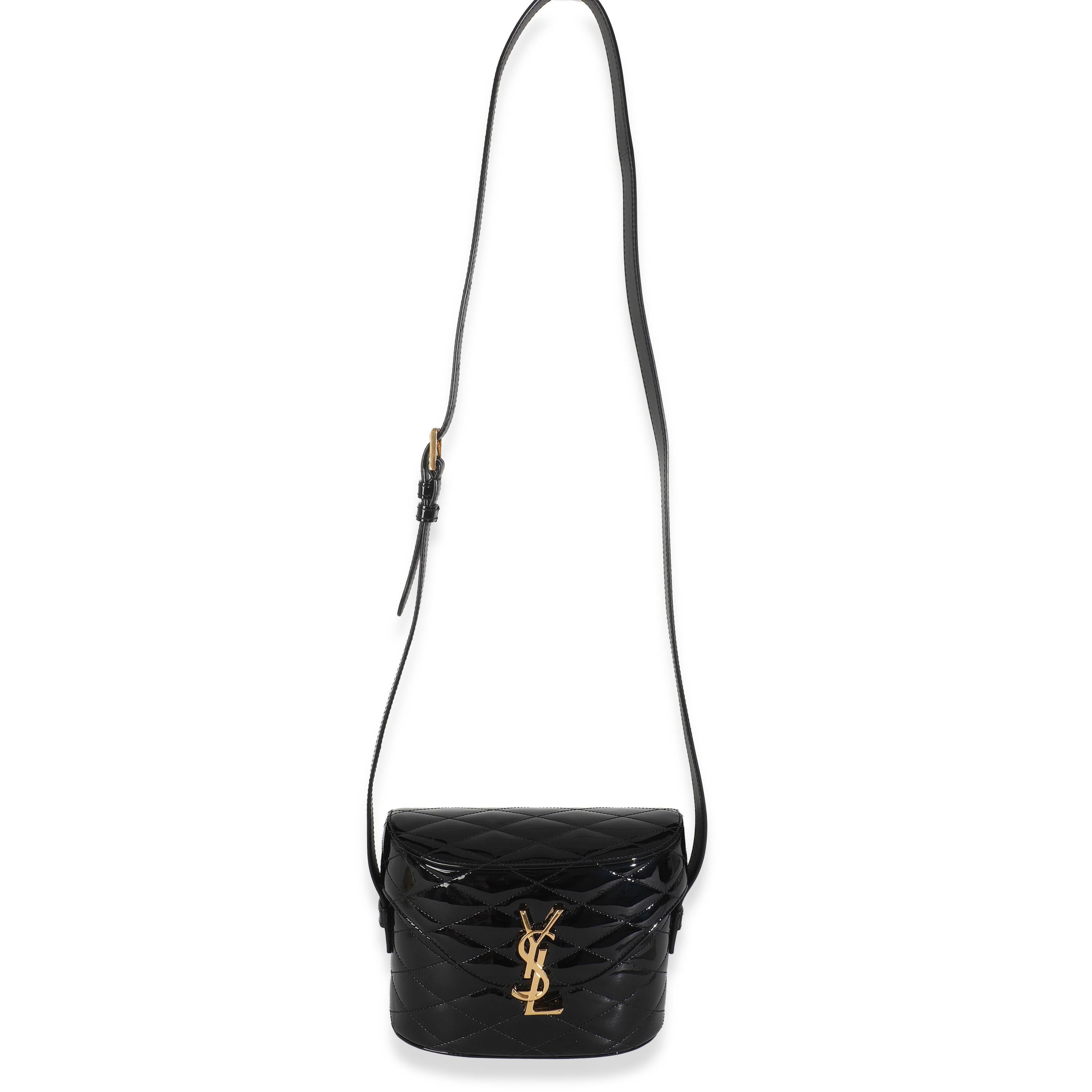 Saint Laurent Bolso Caja June Monograma Matelase Charol Negro en venta 2