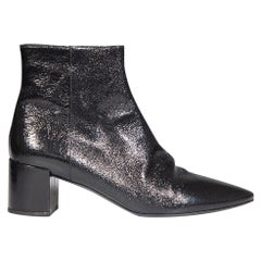 Saint Laurent Black Patent Mid Heel Ankle Boots Size IT 40