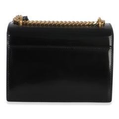 Saint Laurent – Kleine „Sunset“-Tasche aus schwarzem Lackleder mit Monogramm