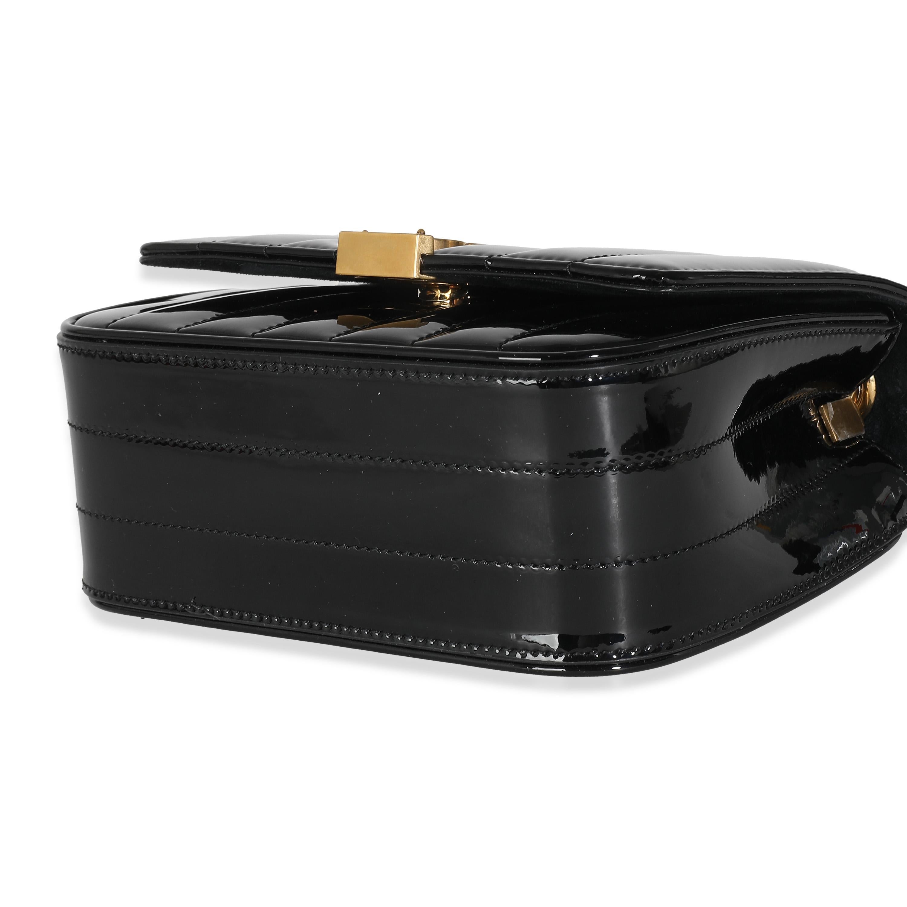 Donna Saint Laurent Borsa a catena piccola Vicky con brevetto nero in vendita