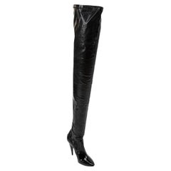Saint Laurent Black Patent Thigh High Boots Size IT 40
