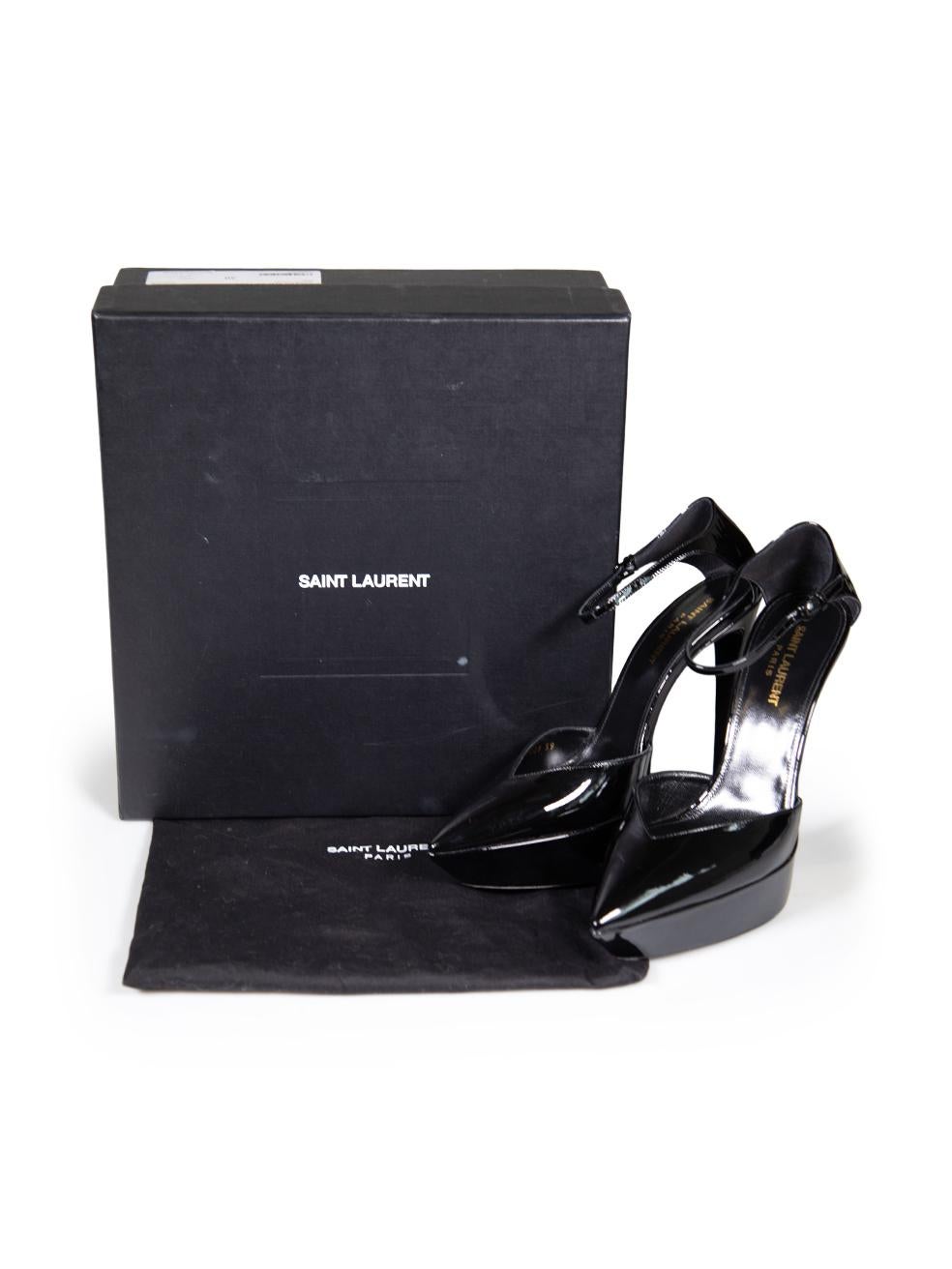 Saint Laurent Black Patent Zizi Platform Heels Size IT 39 For Sale 1