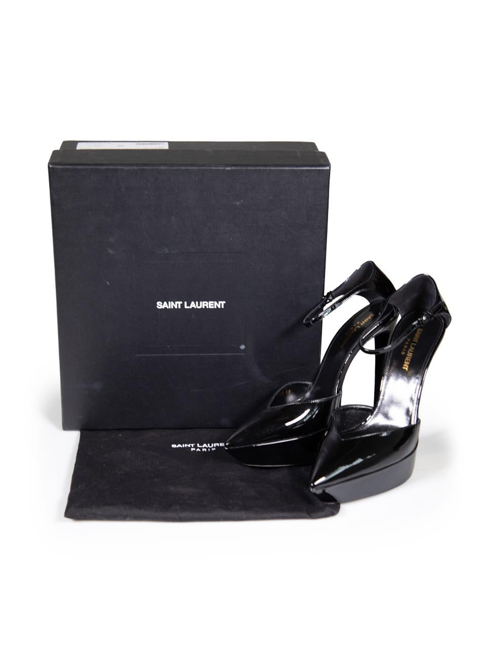 Saint Laurent Black Patent Zizi Platform Heels Size IT 39 1