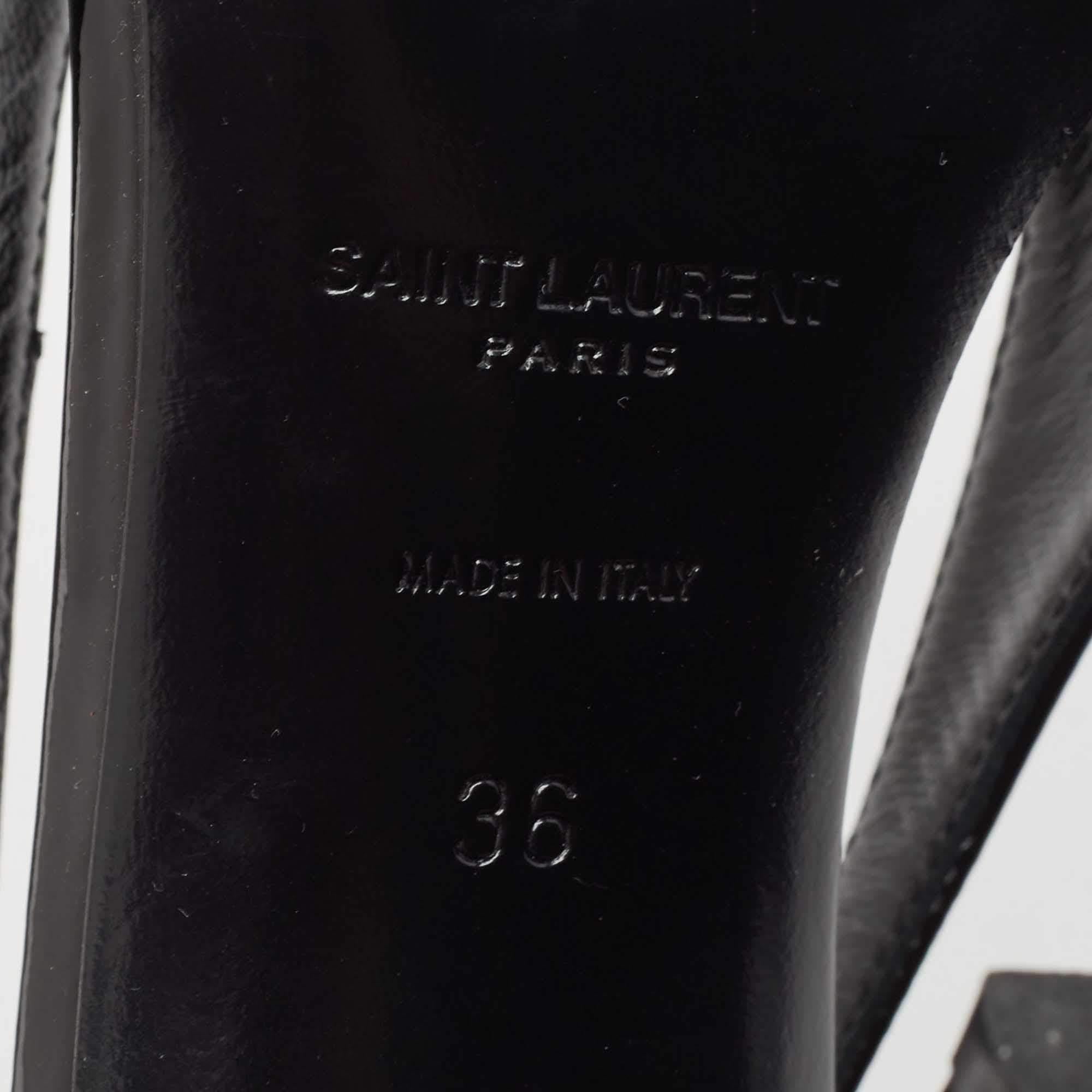 Saint Laurent - Escarpins en cuir et vernis noir/rose Taille 36 en vente 3