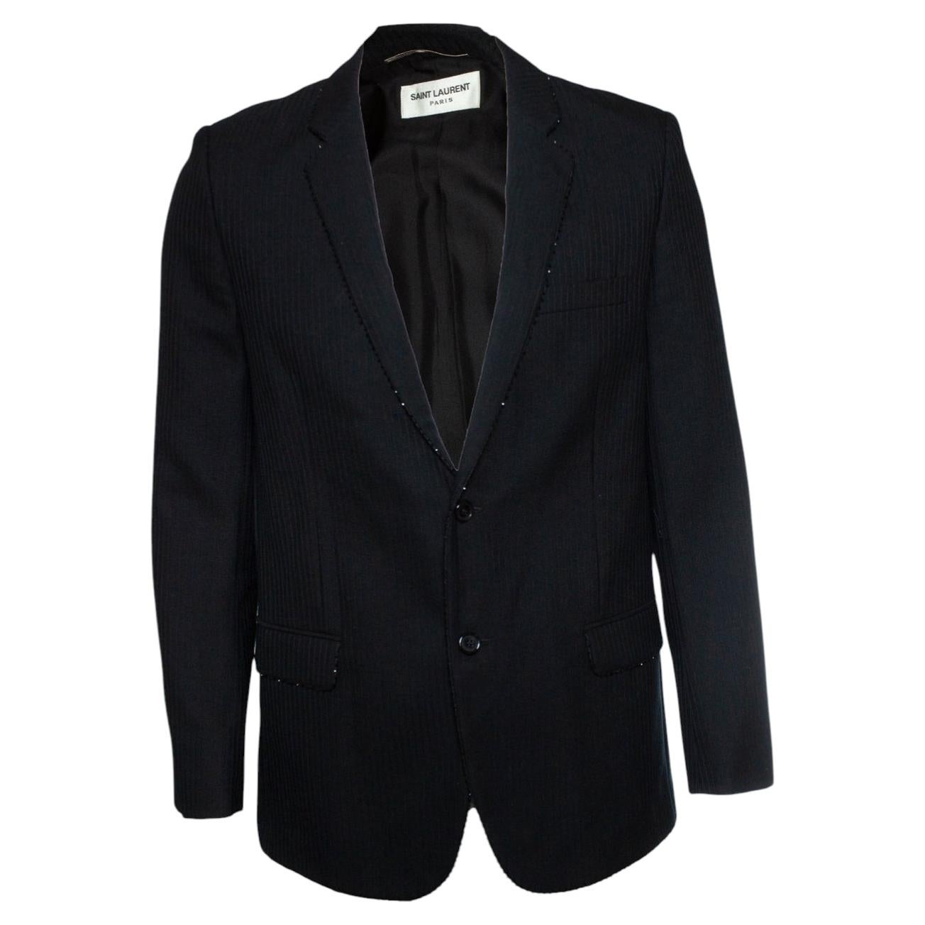 Saint Laurent, black pinstripe blazer with beads