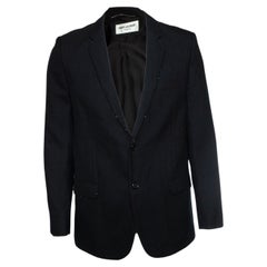 Saint Laurent, schwarzer Blazer mit Nadelstreifen und Perlen