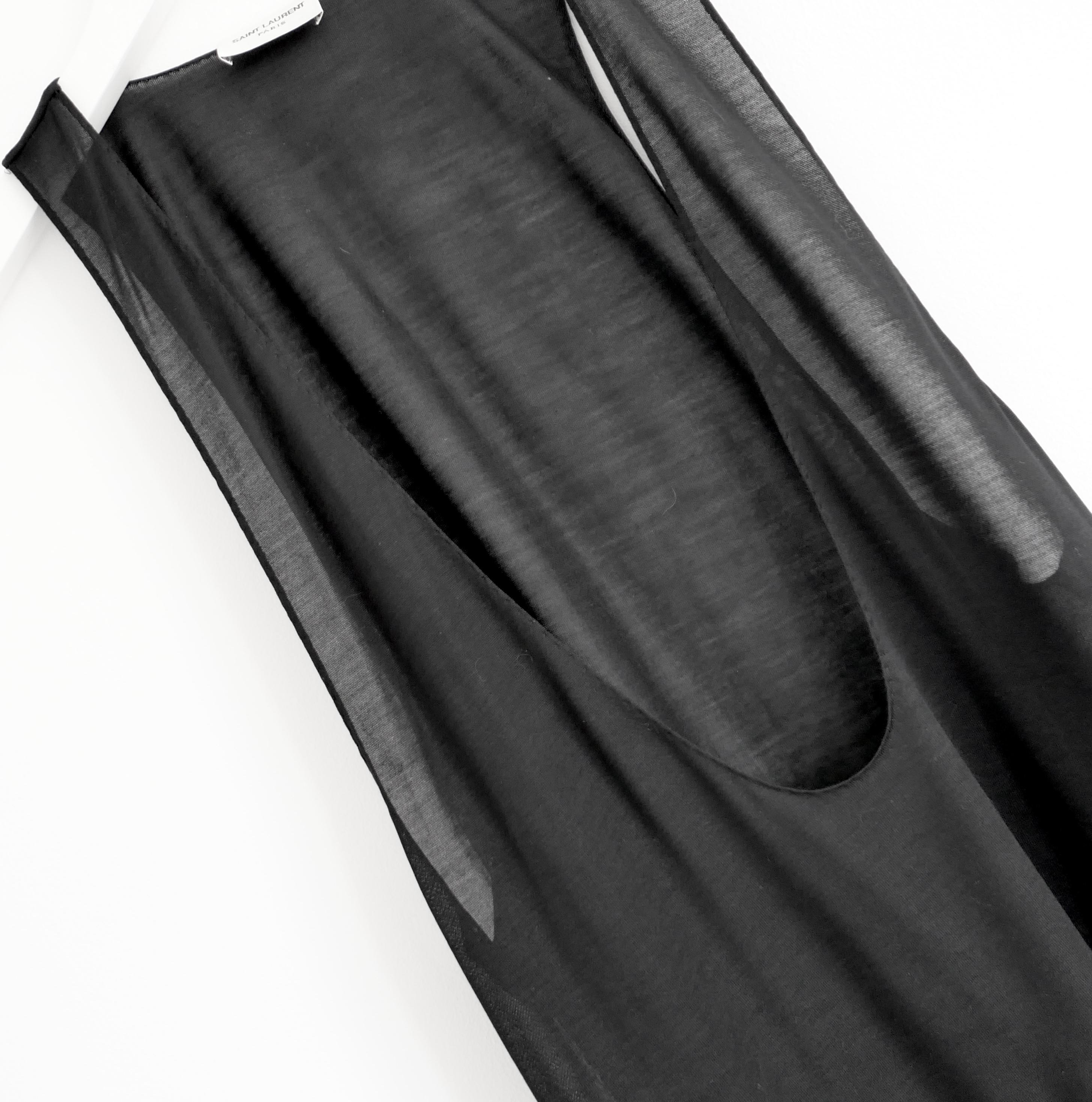Noir Saint Laurent Black Plunge Neck Vest Top Fall 2023 en vente