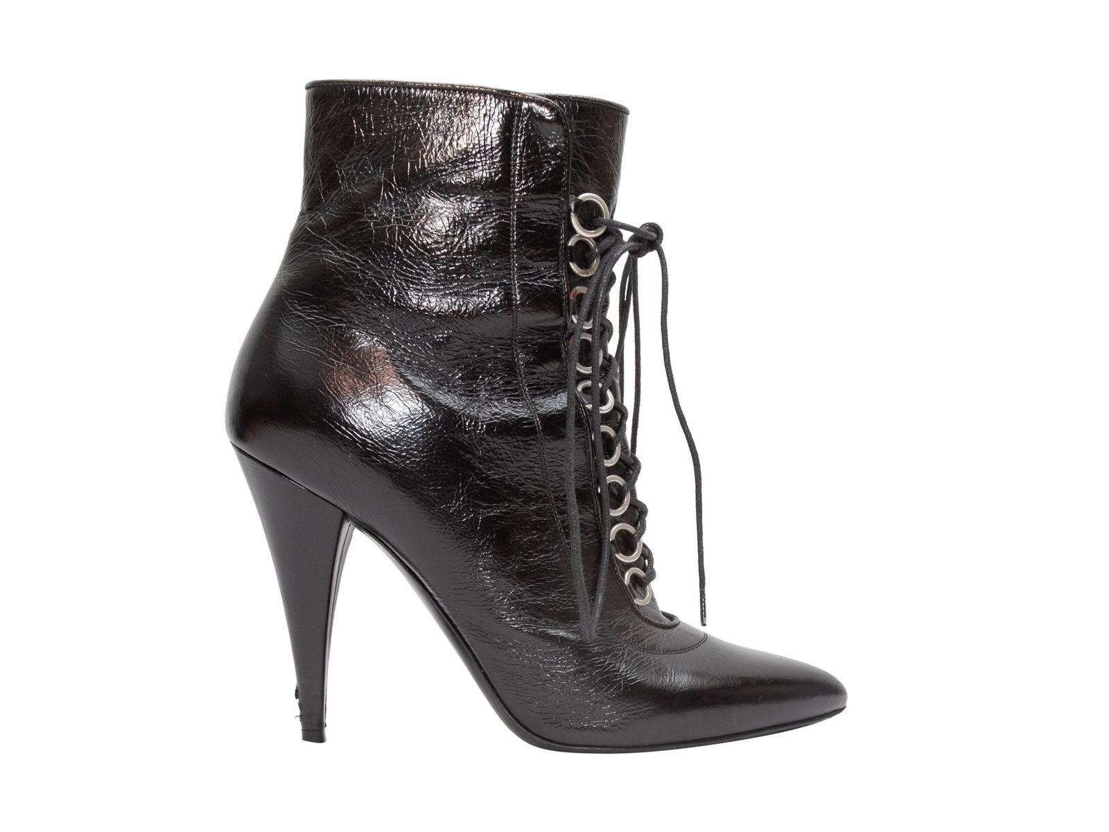Saint Laurent Black Pointed-Toe Heeled Ankle Boots 2