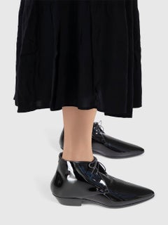 Saint Laurent Black Pointed Toe Patent Boots Size IT 40