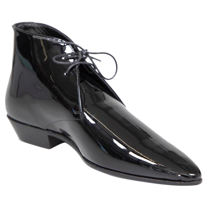 Saint Laurent Black Pointed Toe Patent Boots Size IT 40 For Sale