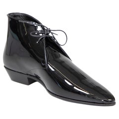 Saint Laurent Black Pointed Toe Patent Boots Size IT 40