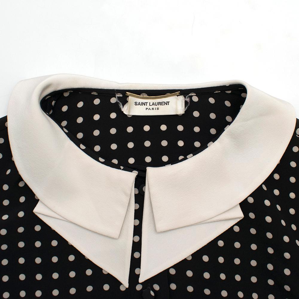 Saint Laurent Black Polka Dot Silk Shirt estimated size XS In Excellent Condition For Sale In London, GB