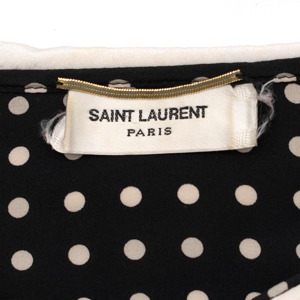 Women's Saint Laurent Black Polka Dot Silk Shirt estimated size XS For Sale