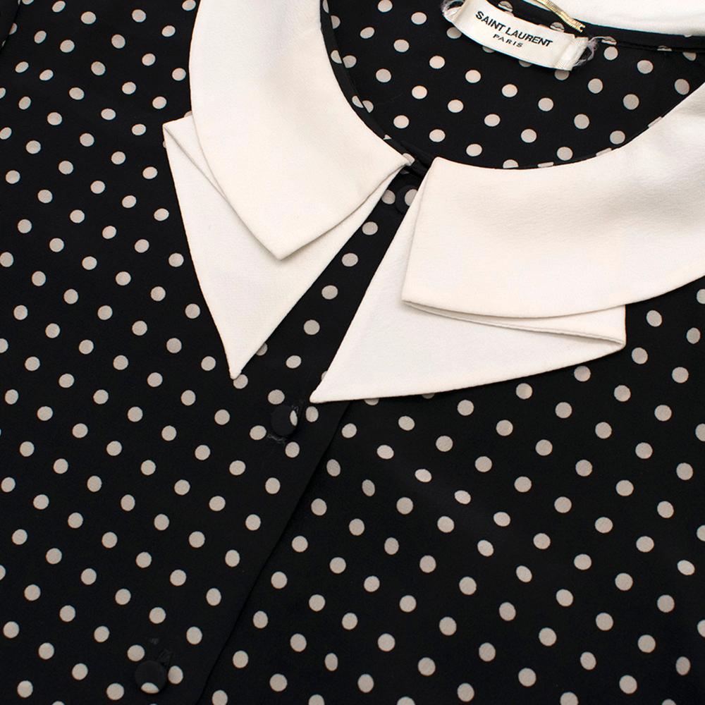 Saint Laurent Black Polka Dot Silk Shirt estimated size XS For Sale 1