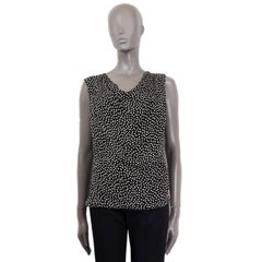 SAINT LAURENT black PRINTED COWL NECK Tank Top Shirt 36 XS