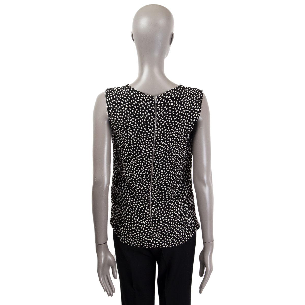 Black SAINT LAURENT black PRINTED COWL NECK Tank Top Shirt 36 XS For Sale