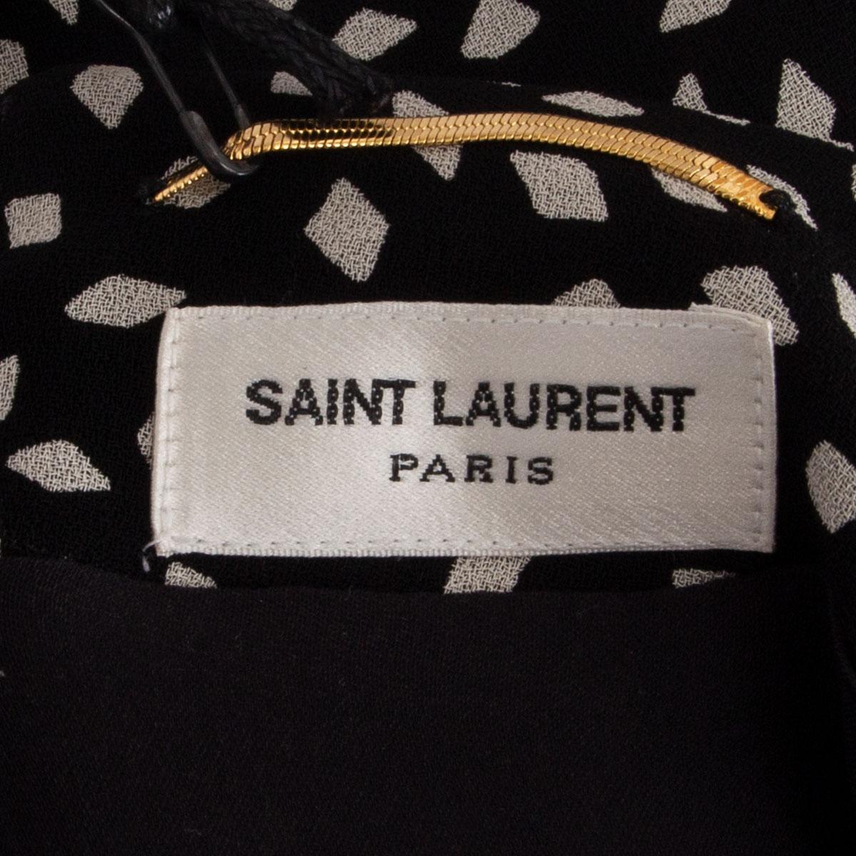 SAINT LAURENT black PRINTED COWL NECK Tank Top Shirt 36 XS In Excellent Condition For Sale In Zürich, CH