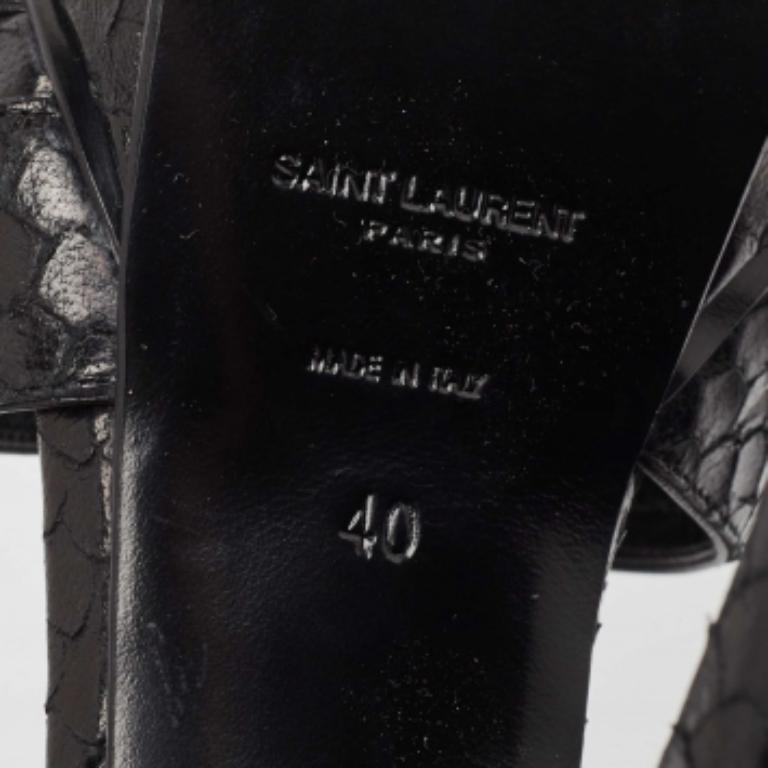 Saint Laurent Sandales en python noir Taille 40 en vente 3