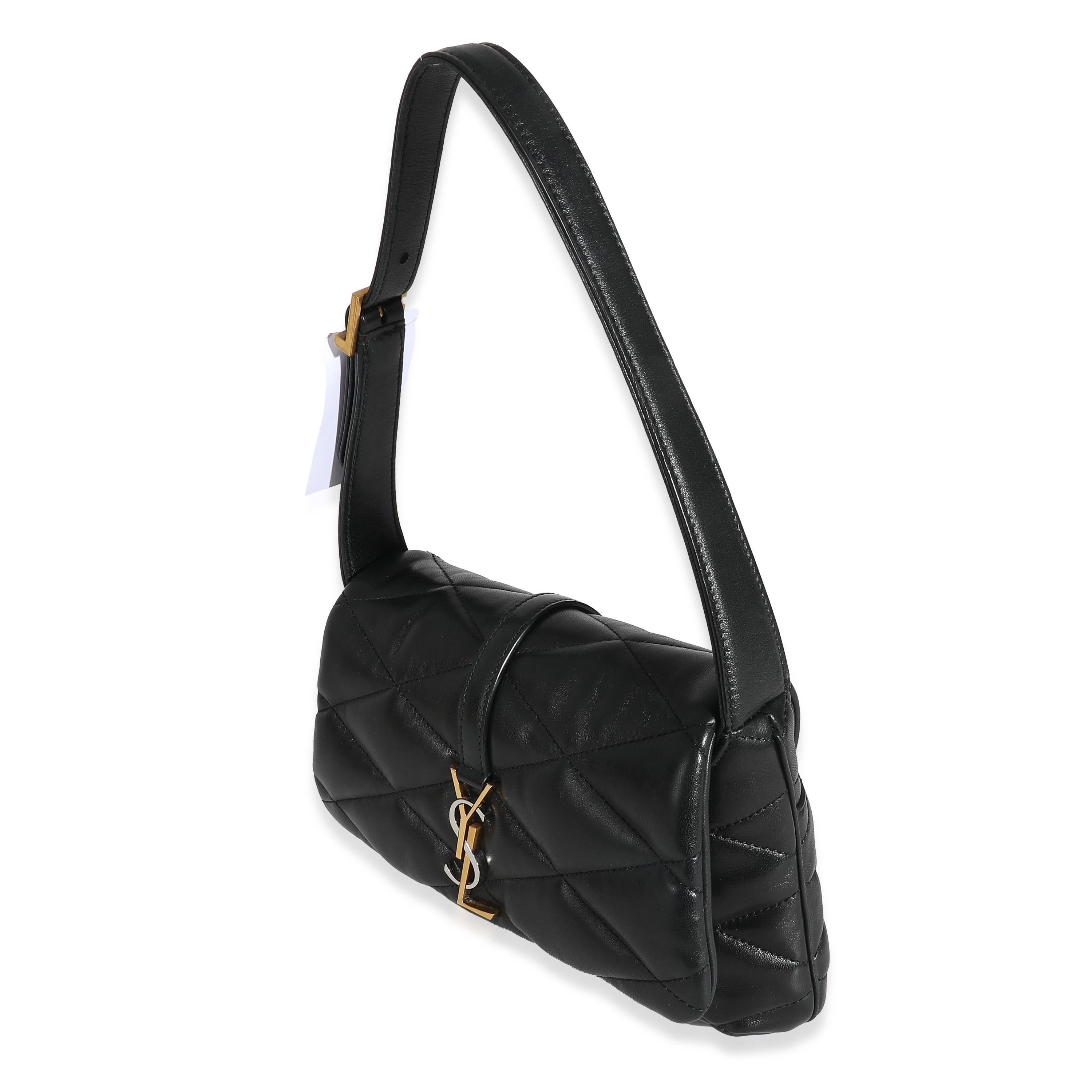 Women's or Men's Saint Laurent Black Quilted Lambskin Le 57 Hobo For Sale