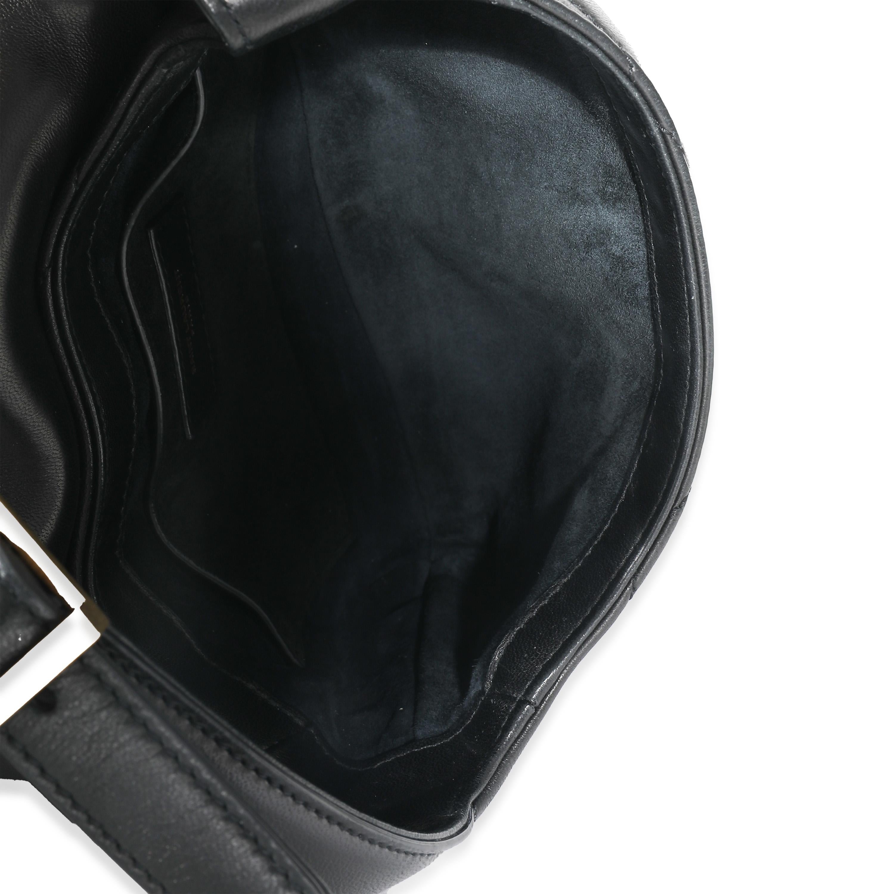 Saint Laurent Black Quilted Lambskin Le 57 Hobo For Sale 2