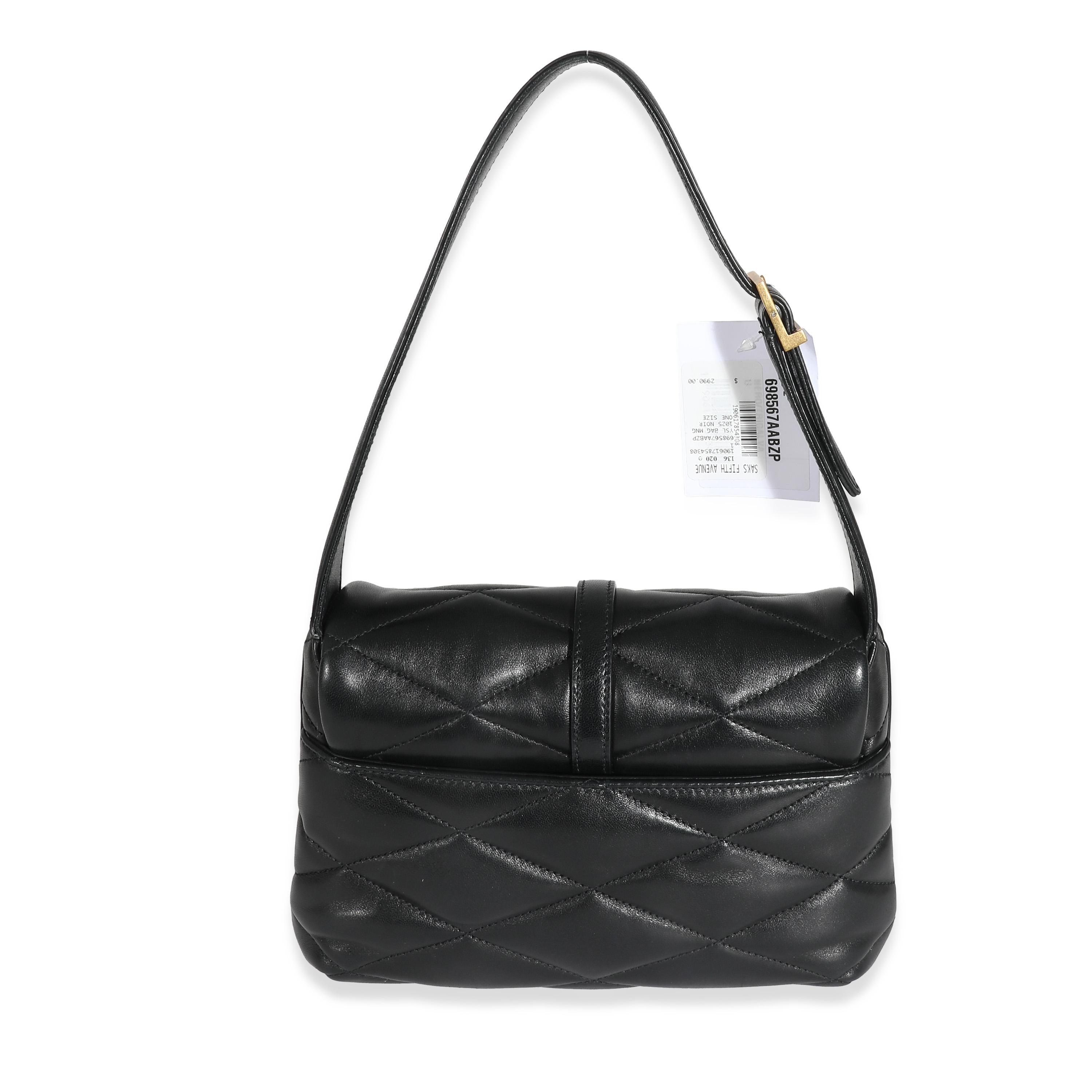 Saint Laurent Black Quilted Lambskin Le 57 Hobo For Sale 4