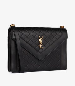 Saint Laurent Black Quilted Lambskin Leather Gaby Envelope Satchel