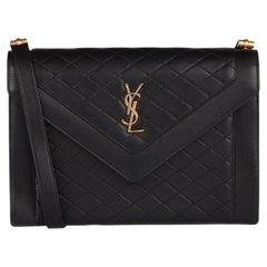 Saint Laurent Black Quilted Lambskin Leather Gaby Envelope Satchel