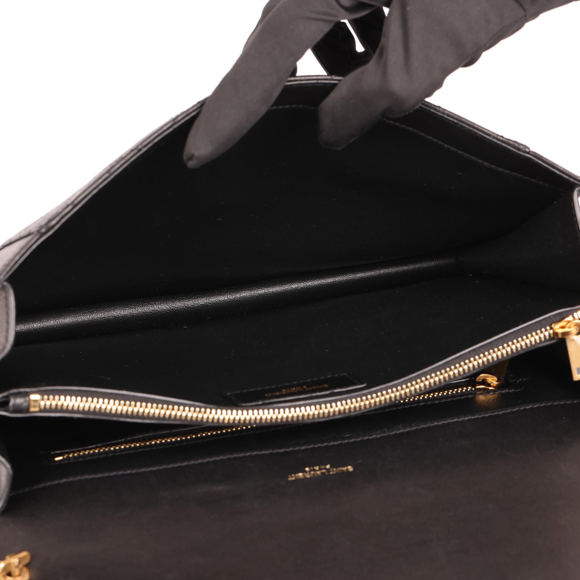SAINT LAURENT Black Quilted Lambskin Leather Gaby Satchel 4