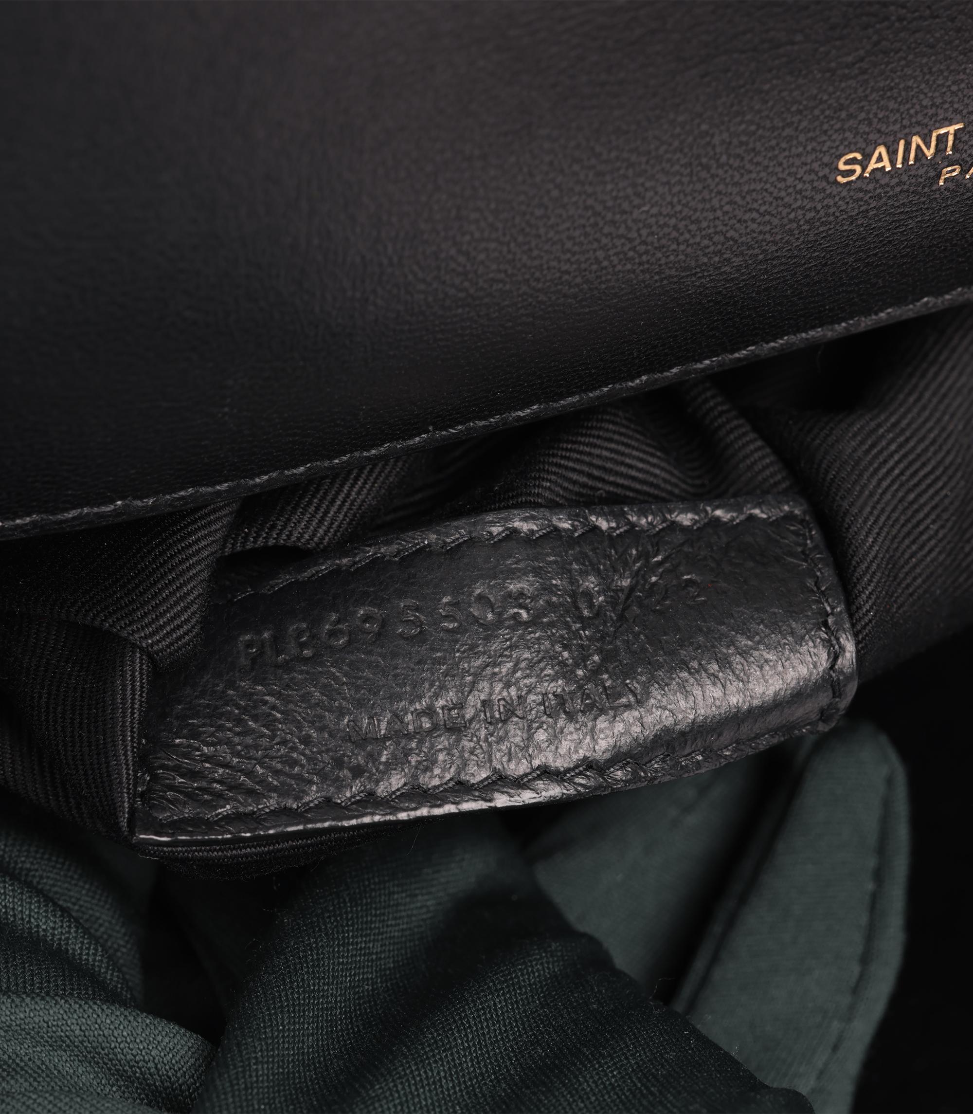 Saint Laurent Black Quilted Lambskin Leather Gaby Satchel For Sale 7