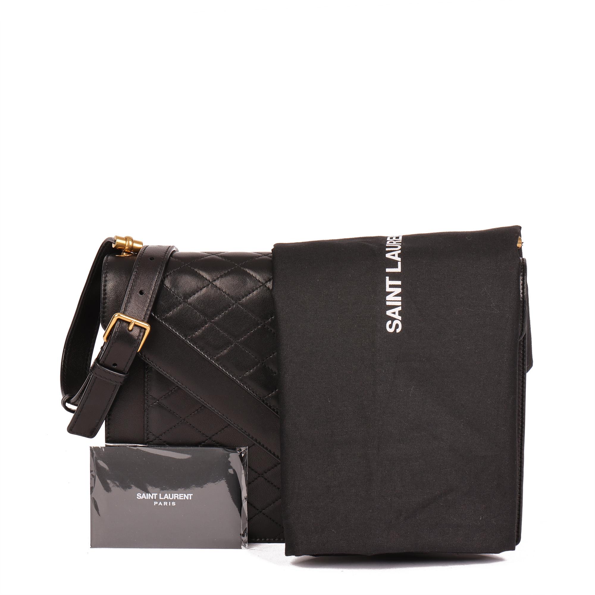 SAINT LAURENT Black Quilted Lambskin Leather Gaby Satchel 5