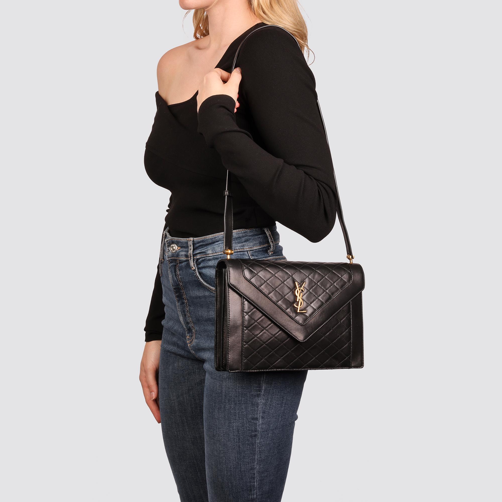 SAINT LAURENT Black Quilted Lambskin Leather Gaby Satchel 6