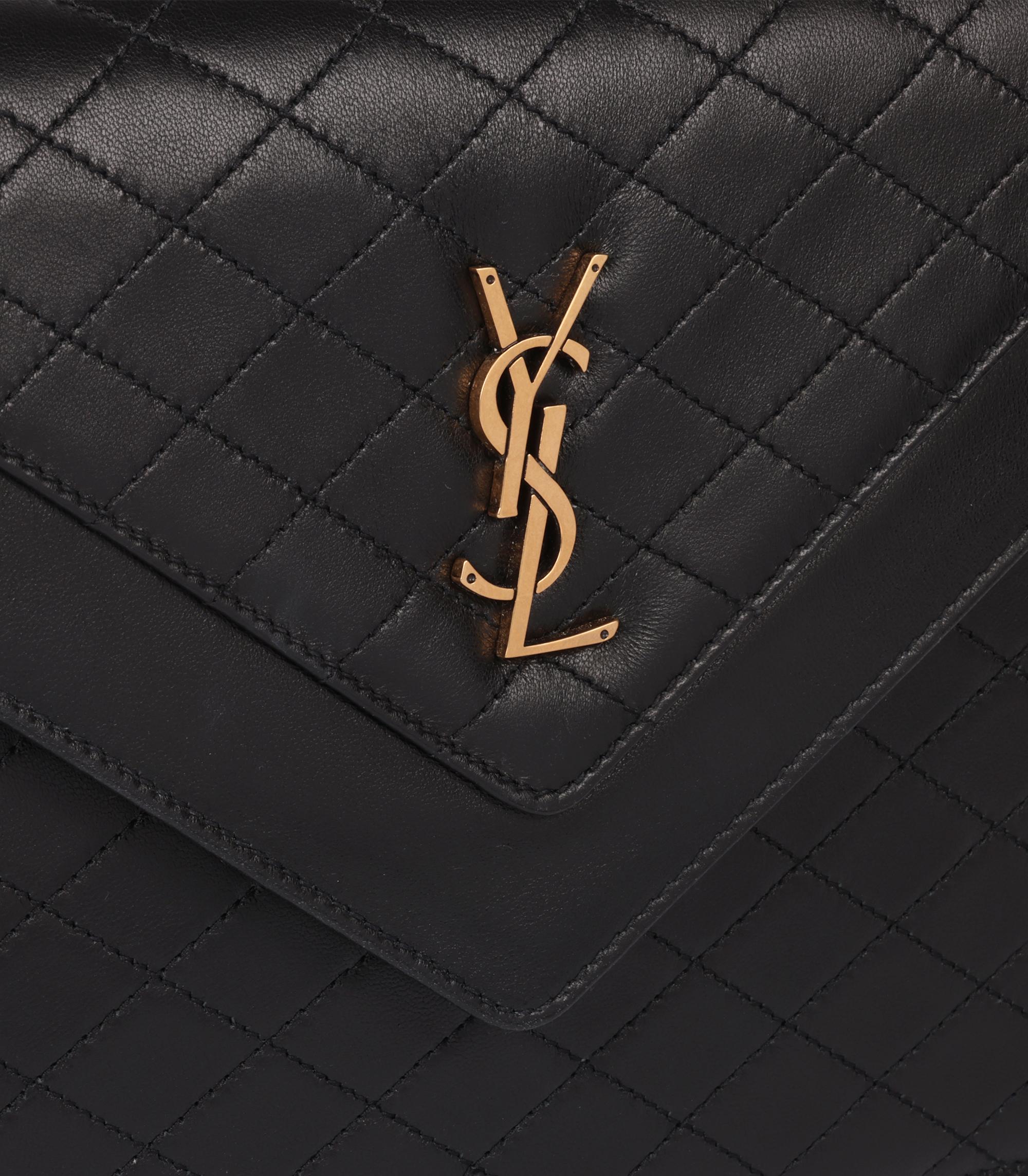 Women's Saint Laurent Black Quilted Lambskin Leather Gaby Satchel For Sale