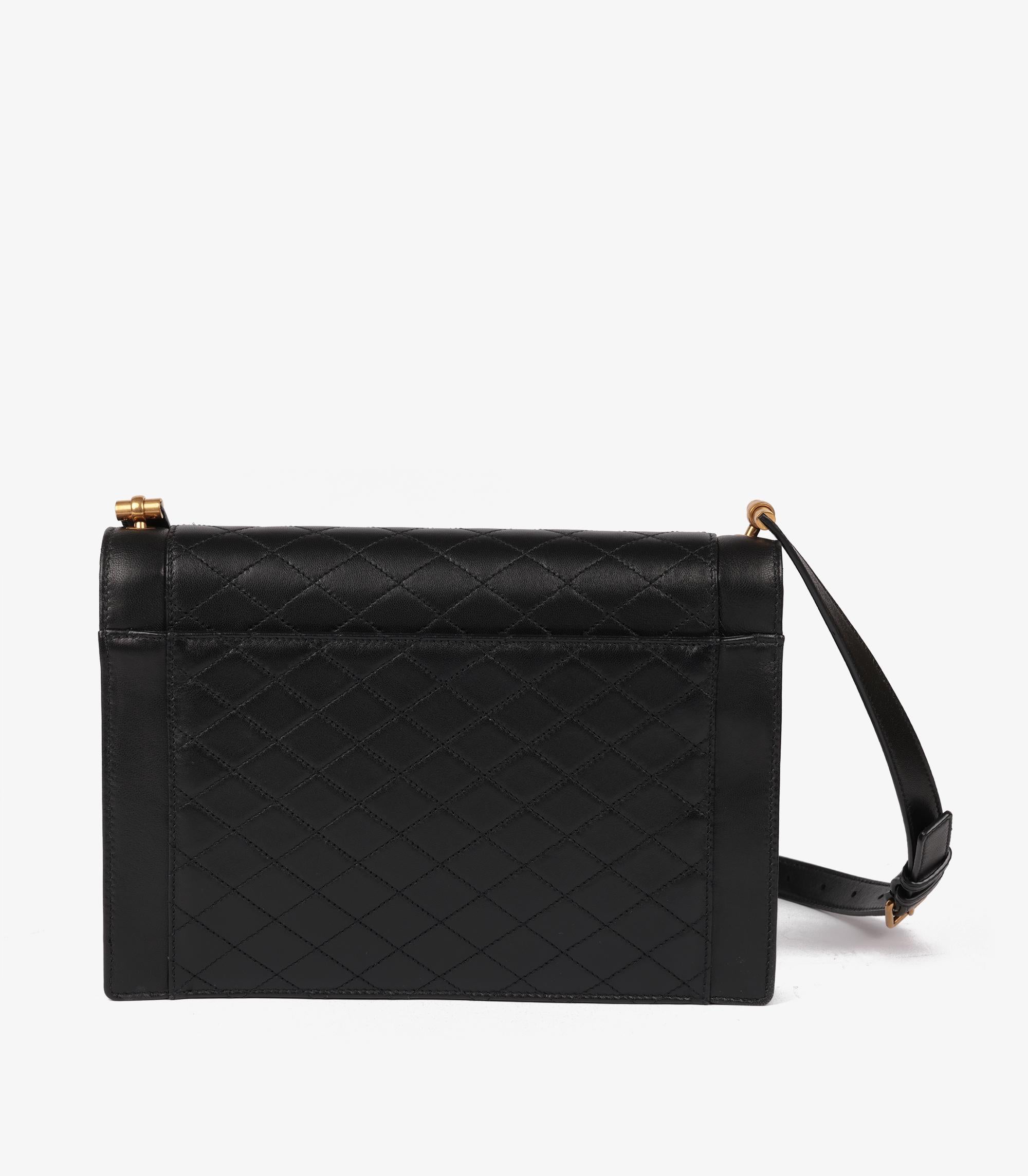 Saint Laurent Black Quilted Lambskin Leather Gaby Satchel For Sale 2