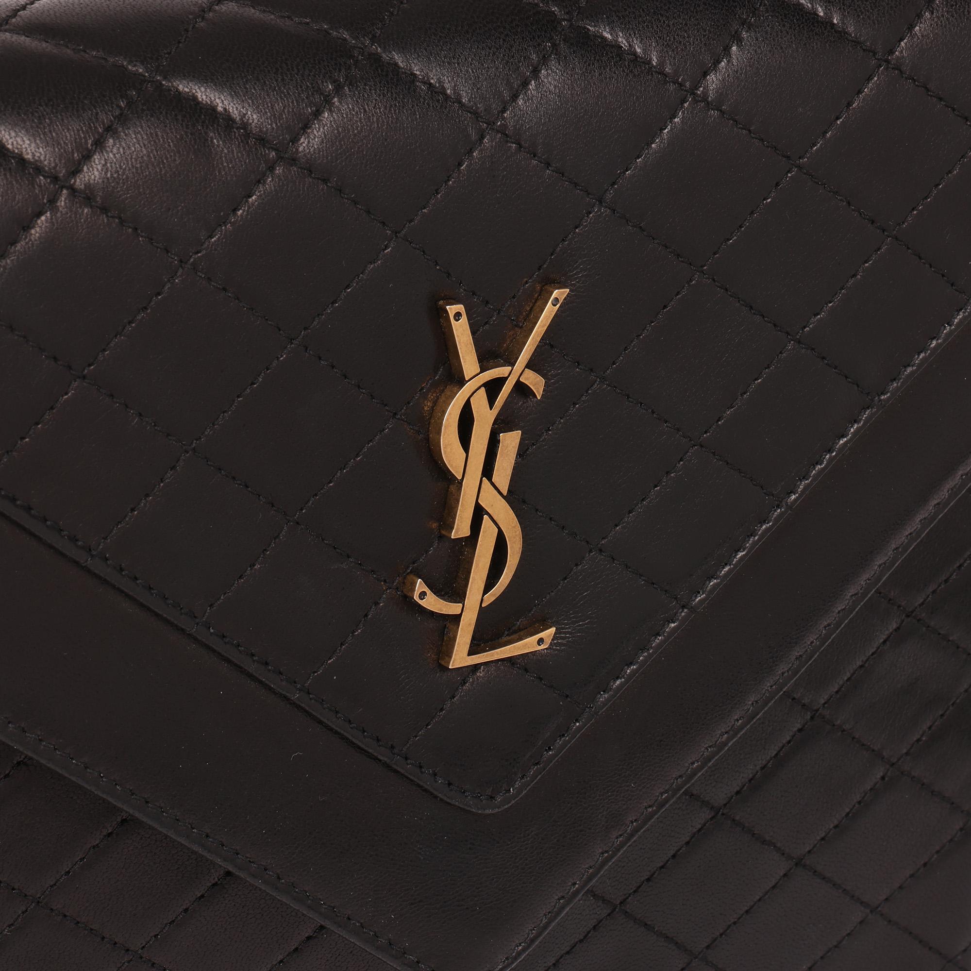 Women's SAINT LAURENT Black Quilted Lambskin Leather Gaby Satchel