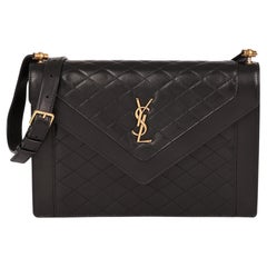 SAINT LAURENT Black Quilted Lambskin Leather Gaby Satchel