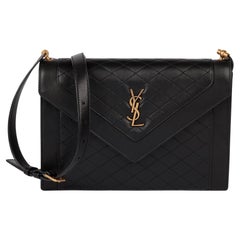 Used Saint Laurent Black Quilted Lambskin Leather Gaby Satchel