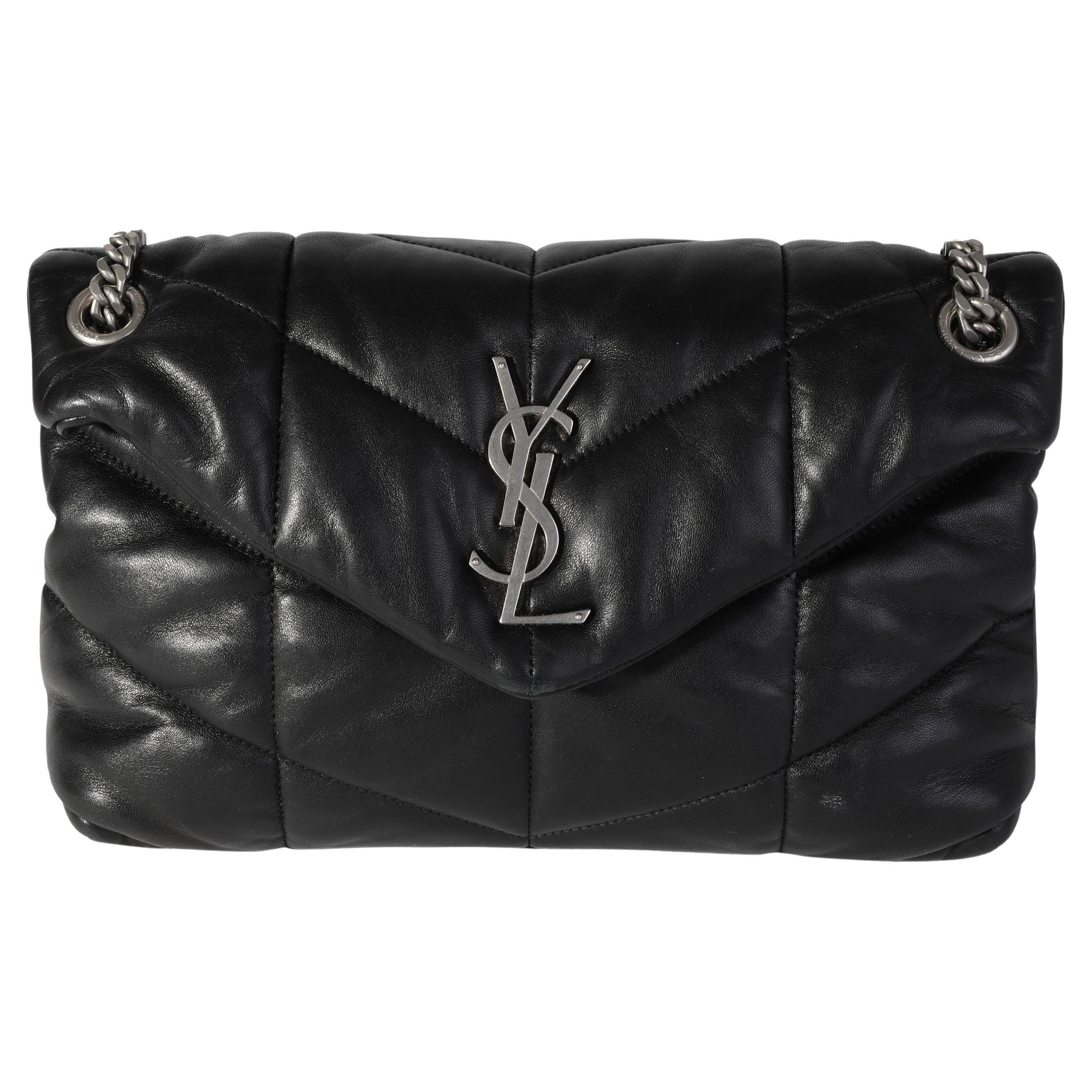 Saint Laurent Black Quilted Lambskin Small Loulou Puffer Bag