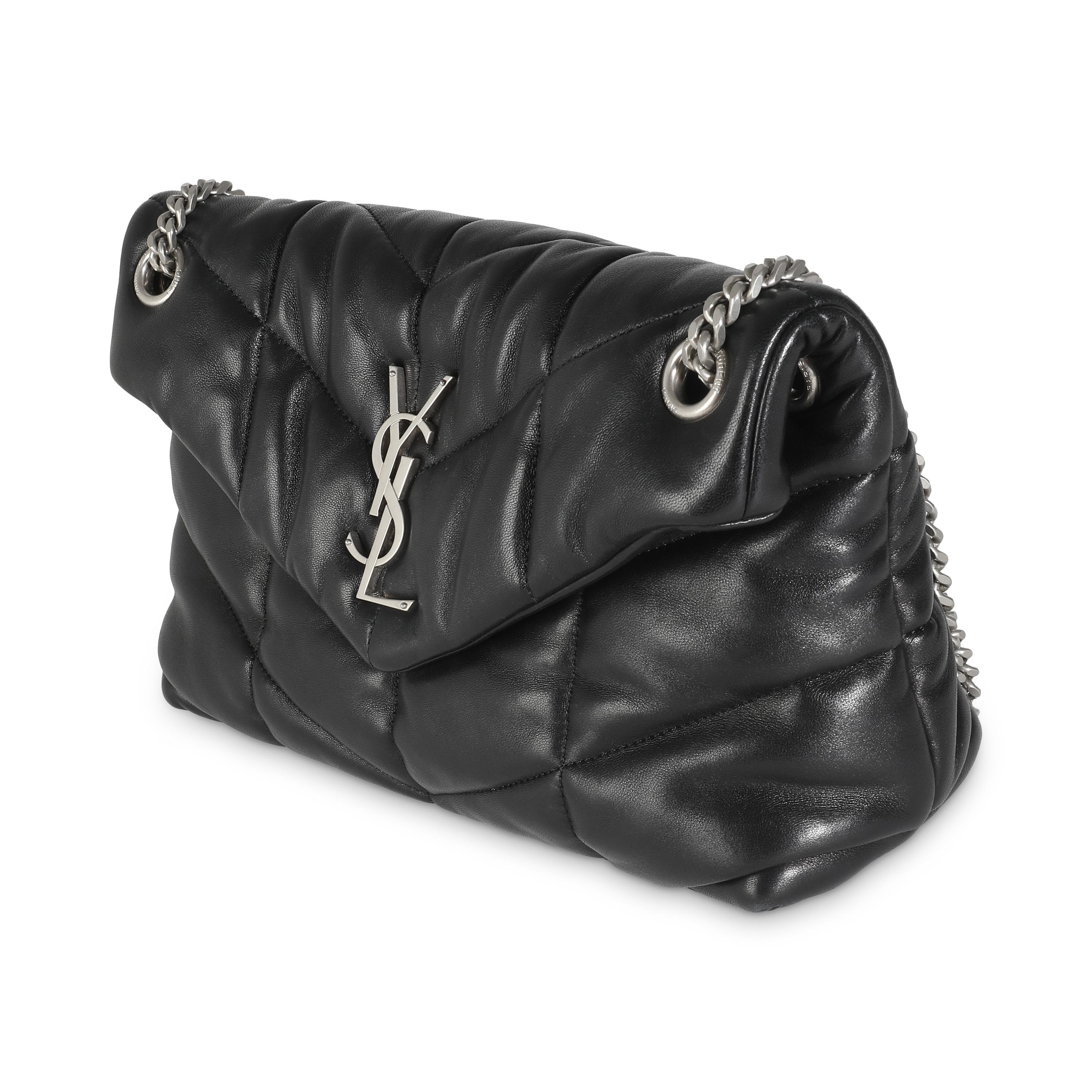 Women's Saint Laurent Black Quilted Lambskin Small Loulou Puffer For Sale