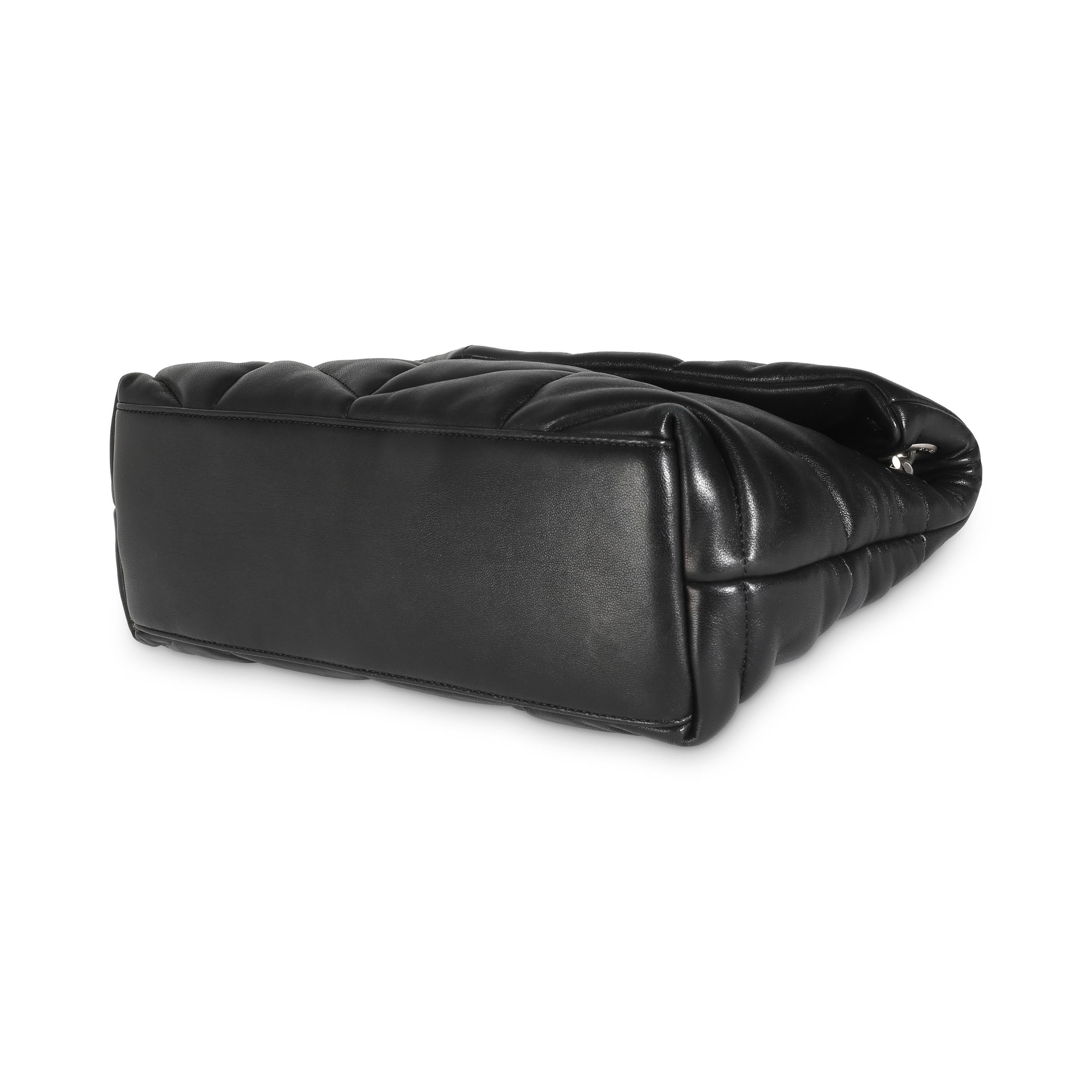 Saint Laurent Black Quilted Lambskin Small Loulou Puffer For Sale 1