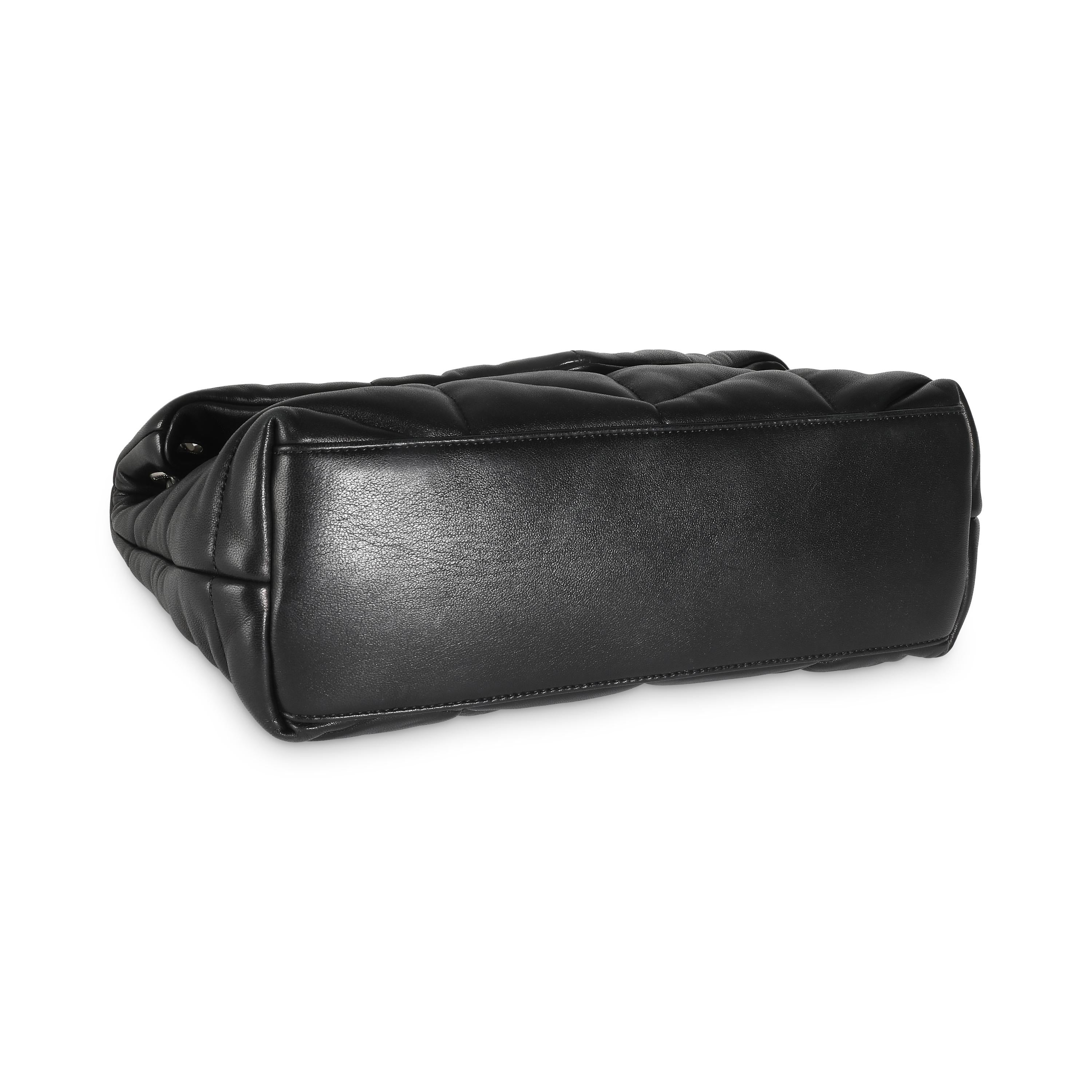 Saint Laurent Black Quilted Lambskin Small Loulou Puffer For Sale 3