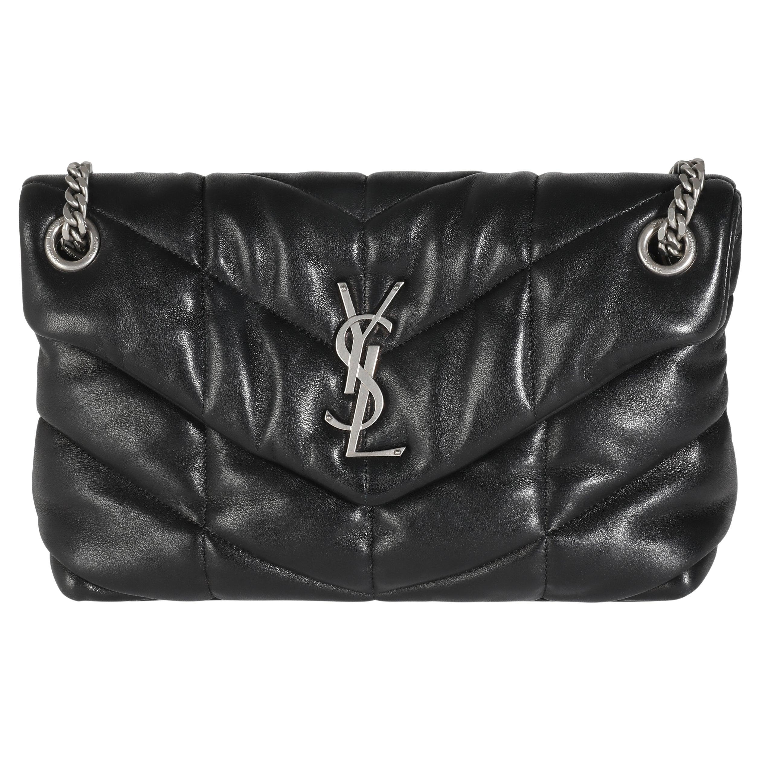 Saint Laurent Puffer Loulou Small en cuir d'agneau matelassé noir