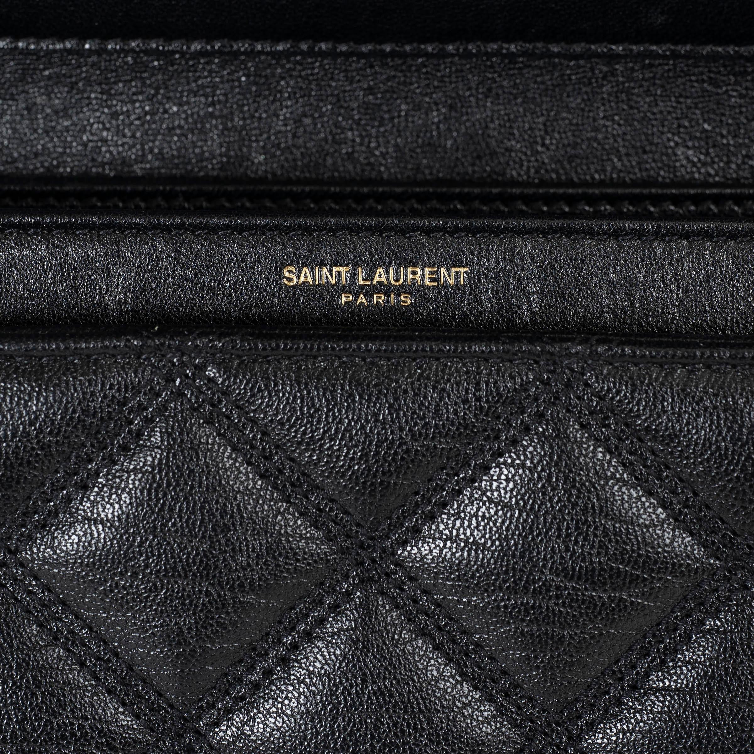 Saint Laurent, borsa in pelle trapuntata nera BECKY SMALL FLAP con catena in vendita 1