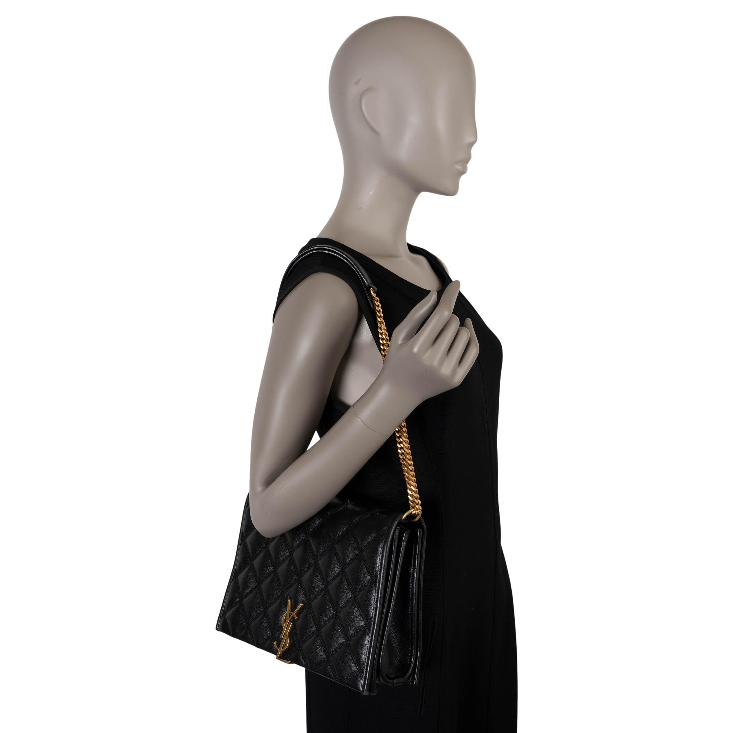 Saint Laurent, borsa in pelle trapuntata nera BECKY SMALL FLAP con catena in vendita 2