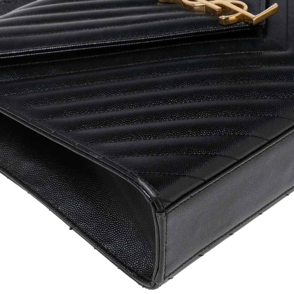 Saint Laurent Black Quilted Leather Envelope Shoulder Bag 6