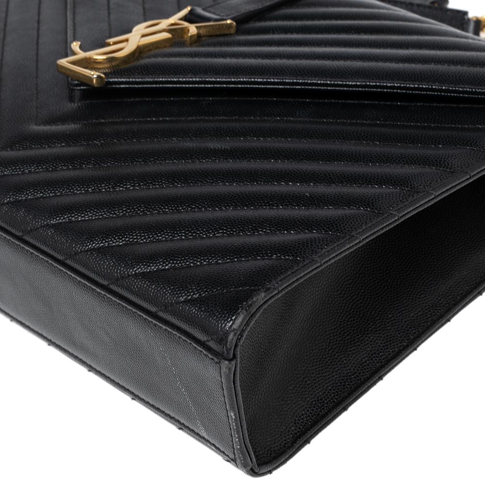 Saint Laurent Black Quilted Leather Envelope Shoulder Bag 7