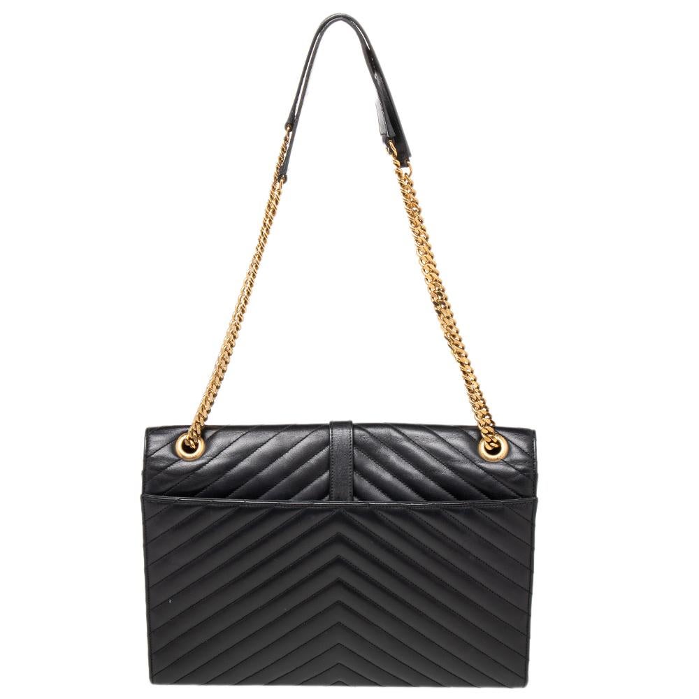 Women's Saint Laurent Black Quilted Leather Envelope Shoulder Bag