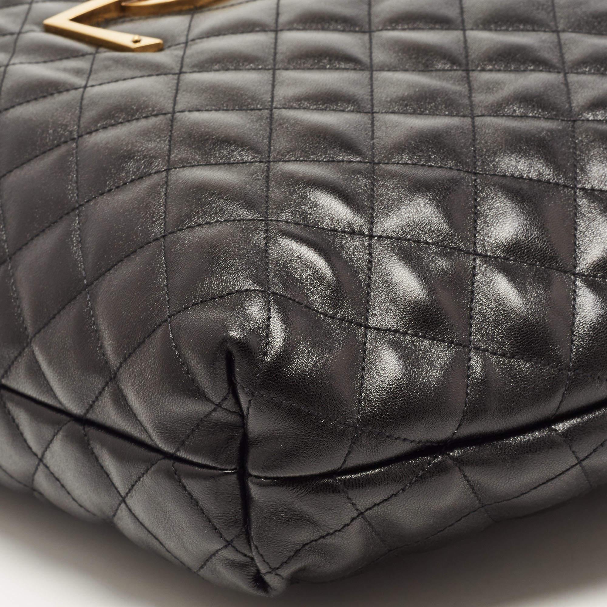 Saint Laurent Black Quilted Leather Maxi Icare Shopping Tote 5