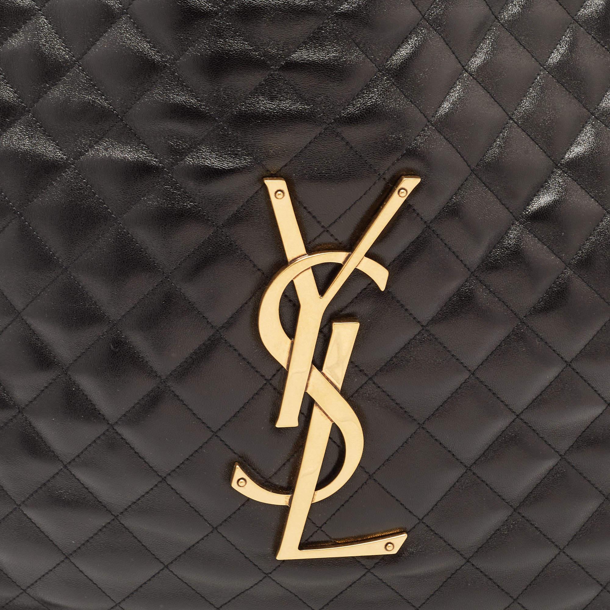 Saint Laurent Black Quilted Leather Maxi Icare Shopping Tote 1