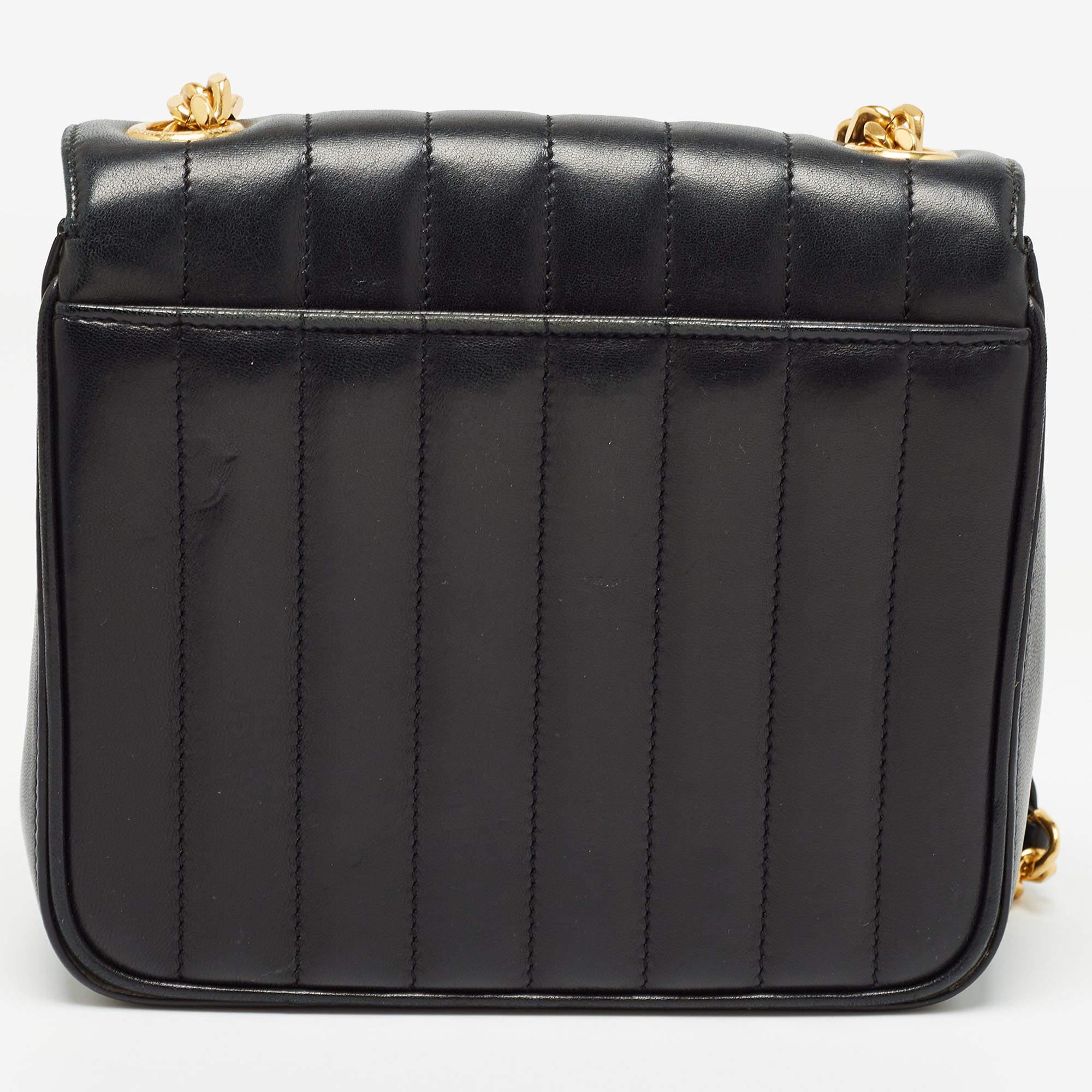 Saint Laurent Black Quilted Leather Medium Vicky Shoulder Bag 13